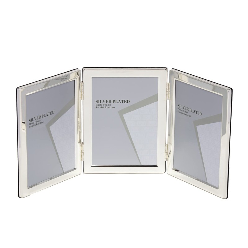3.5 x 5-inch Silver Flat Edge TRIPLE PORTRAIT Photo Frames