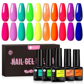 UR SUGAR UV Nagellack Neon, Schellack Nagellack Neon Gel Nagellack Gellack UV Farbgel Set Starter Set für Nagelstudio Nagel Set mit Geschenkbox Maniküre Set