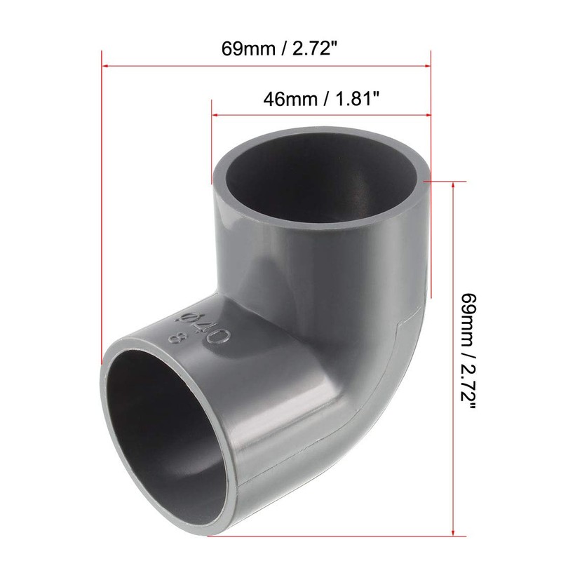 sourcing map PVC Pipe Fitting 40mm Slip Socket 90 Degree