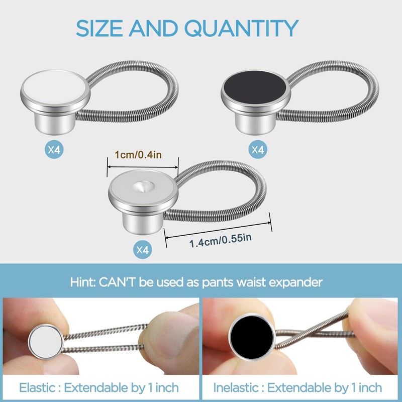 12 PCS Shirt Collar Button Extenders for Men's Dress Shirts,
