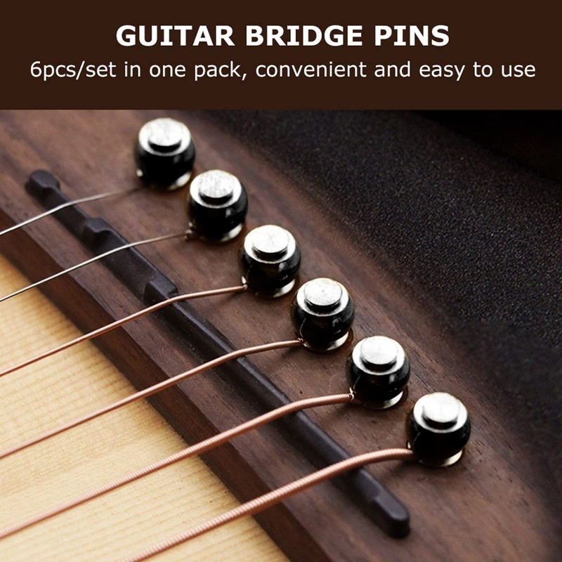 6Pcs Guitar Bridge Pins, Brass Pin Acoustic Guitar Strings Nail