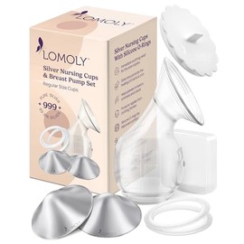 Copas de lactancia de plata: Protector de pezón de plata 999 pura | Copas de lactancia materna con protectores de seno y extractor de leche manos libres (L - 1.8 x 0.6 pulgadas)