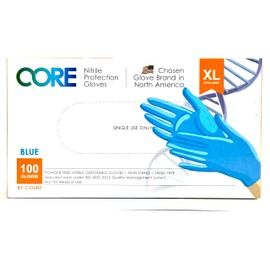 CoreGloves Nitrile Disposable Gloves-Powder, Allergy & Latex Free, Ambidextrous, Chemical resistant, laboratory, Cleaning