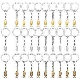 PH PandaHall 30pcs 3 Colors Jesus Fish Keychain 3.15 Inch Keychain Bag Pendant Keychains for Jesus Party Decorations Easter Gifts Wedding Favors Pendant: 1 inch