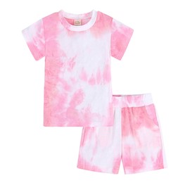 Little Hand Children's Pyjamas Girls Short Summer Sleepwear Two Piece Unicorn Flamingo Cat Short Pyjamas Cotton 110 Tie Colour, Tie colour