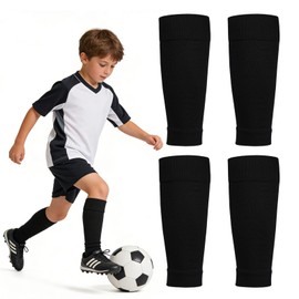 2 Pairs of Children's Football Socks, Black Breathable Shin Pads Socks, Breathable Training Socks for Children, Boys/Girls, Cycling, Running, Basketball, Football Socks