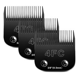 4F Blades Dog Grooming Blades Compatible with Andis/Oster A5/Wahl KM-10 Series Dog Clippers,Detachable Clipper Replacement Blade,Black(4FC/3PCS)