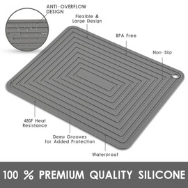 Silicone Trivets Mats for Hot Pots and Pans, Flexible Hot Pads for Kitchen Table, Non Slip Heat Resistant Pot Holders 9 x 12 Inches Rectangular Microwave Mats Pack 4 Brown