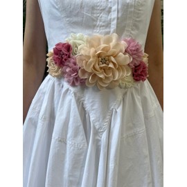 Luoyunna Maternity Flower Belt for baby shower Mommy Sash Pregnancy Belt (Dusty pink)