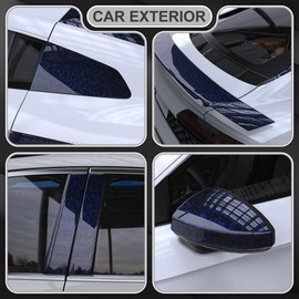 Lypumso Blue Forged Carbon Fiber Vinyl Wraps, Car Wraps Vinyl Rolls for DIY Use, High Gloss Self-Adhesive Stickers for Auto Interior and Exterior, Vehicle Films with Air Release Technology 1ft x 5ft
