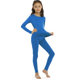 ViCherub Girl’s Thermal Underwear Set Kids Long Johns Fleece Lined Base Layer Top & Bottom Thermals for Girl Royal Blue X-Small
