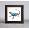 Bearded Dragon Lizard Blue Decorative Tile (4.25 X 4.25 Framed)