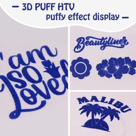 Ryebme 3D Puff Vinyl Heat Transfer 10" x 6FT, Blue Foaming Puff HTV Roll for T-Shirts, DIY Heat Transfer Vinyl Roll for Bags Clothes Pillow Textile Fabric