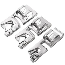 Pack of 3 Metal Presser Feet, Multifunction Presser Feet, Singer Rolled Hem Foot for Sewing Machine, Hemming Foot, Sewing Machine, Spiral Sewing Tube, Hemming Foot, Presser Foot, Zip for Household