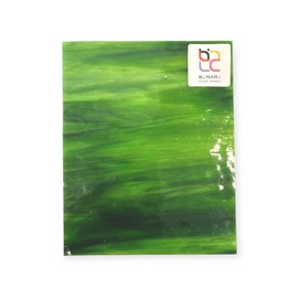 Wissmach Stained Glass Sheet: Light Green w/Streaks of Dark Green (8"x12"-1 sheet) by BiNARi Glass Studio
