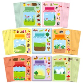 CY2SIDE Summer Bugs Jar Scene - 64PCS Insects Make a Face Sticker Sheets for Kids DIY Your Own Summer Animal Ladybug Bee Craft Games for School Classroom Activities Holiday Party Favor Gifts for Girls