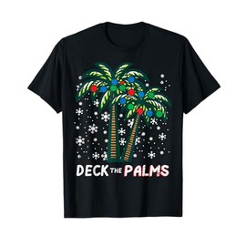 Christmas Deck The Palms Xmas Beach Tropical Men Women Kids T-Shirt