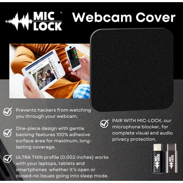 Mini Webcam Cover (10 Pack, Black) - NanoTech Strong Adhesive
