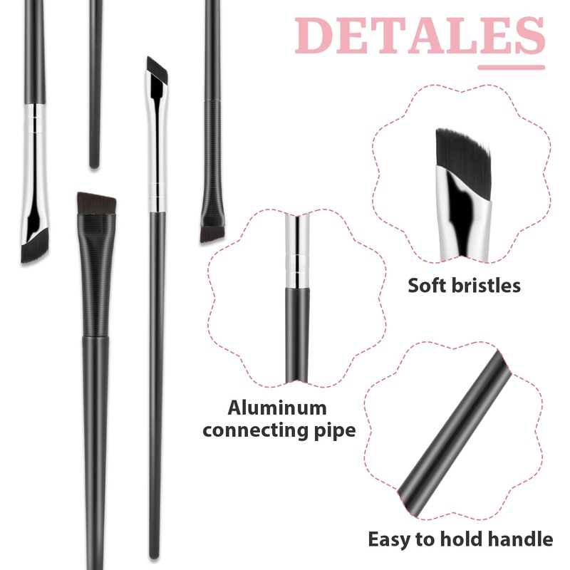 5 Pcs Eyeliner Brushes Set, Upgraded Ultra-Thin Sickle & Slanted