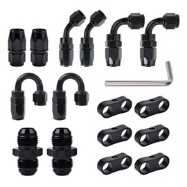 EVIL ENERGY 8AN Hose End Fitting Kit Straight 45 90 180 Degree with AN8 Male to Male Coupler & 8AN Hose Separator Clamp for CPE Braided Hose