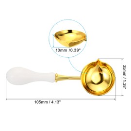 PATIKIL 4" Wax Seal Spoon, Wax Sealing Melting Spoon Brass Vintage Wooden Handle for Wax Seal Stamp Envelope Art Craft, White/Golden