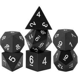 7pcs Metal DND Dice Set Hand Colored Polyhedral Dice for Dungeons & Dragons D&D RPG MTG (Black) - Color: Black