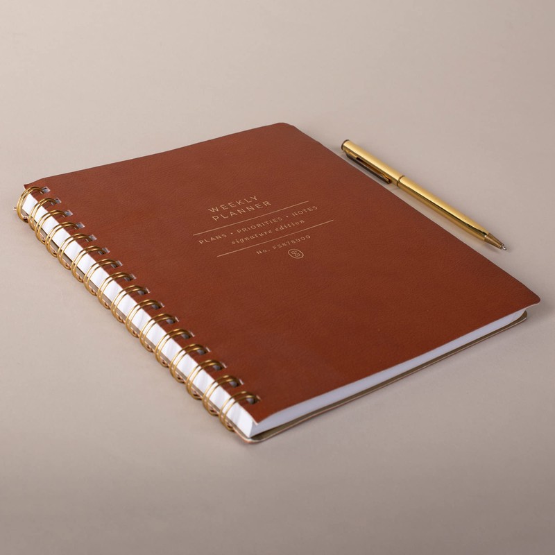 Fringe Studio "STANDARD COGNAC" NON-DATED WEEKLY PLANNER, 7" X 8.375",