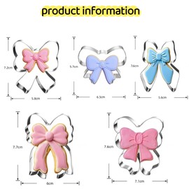 Bow Cookie Cutter Set-5 Piece, Stainless Steel, 2.2" to 4.0", Dishwasher Safe, Metal Cookie Cutters for Baking, Perfect for Baby Shower, Birthday, Wedding, and Graduation Cookies