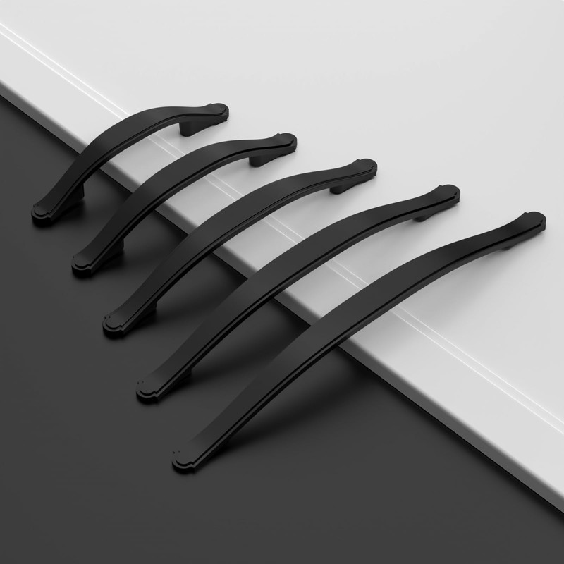 Amerdeco 10 Pack Matte Black Cabinet Pulls 7.5 Inch(192mm) Hole