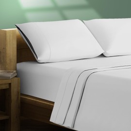 TEXAS LINEN CO. 100% Organic Cotton Percale Sheets Full Size - Cotton Percale Sheets Full, 4 Piece Full Percale Sheet Sets, Crisp, Cooling Sheets, 16" Deep Pocket Hotel Sheets Full Size - Light Grey