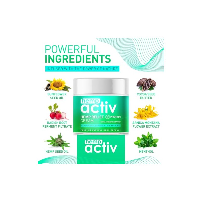 HEMPACTIV Cooling Hemp Cream – Menthol, MSM & Arnica –