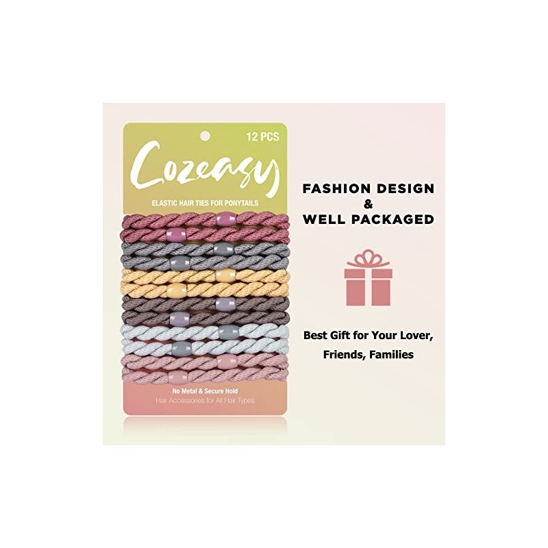 12-Pack Braided Hair Ties for Thick Hair, Classic Mix