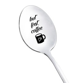Christmas Birthday Gifts for Coffee Lovers Women Men But First Coffee Spoons Gift for Dad Friends Coworker Coffee Lover Gifts Spoon for Him Her Engraved Tea Coffee Spoon Gifts
