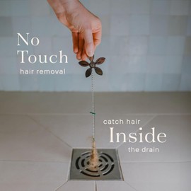 DrainWig Shower Drain Hair Catcher – Disposable Bathroom Hair Trap, Easy to Install in Shower Drain Cover, Helps Prevent Clogs – As Seen on Shark Tank – Silver Flower (2-Pack)