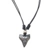 Double Strand Cord Necklace Pewter Shark Tooth Petroglyph Yin Yang