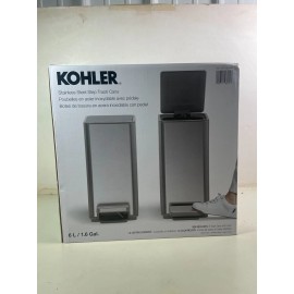 Kohler 6L Stainless Steel Step Trash Bin Soft-Close Lid Durable Pack Of 2 Cans