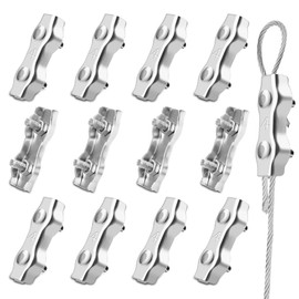 SWTYExt M4 Wire Rope Clamp 12pcs Duplex Clamp 304 Stainless Steel Heavy Duty Wire Rope Clips 4mm Clips Clamps for Make Coils Fence Connectors Hanging Wire Clothesline Tensioner Awning Fixed