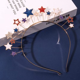 Diadema de bandera estadounidense para el 4 de julio, estrella para mujer, accesorio para el pelo, accesorios para fiestas (diamantes de imitación)