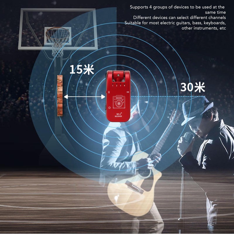 Wireless Guitar Transmitter Receiver Audio Transmission Upgraded USB Rechargeable Battery