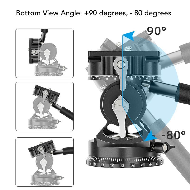 Camera Panoramic Tripod Head Aluminium Alloy with Handle Light Camera