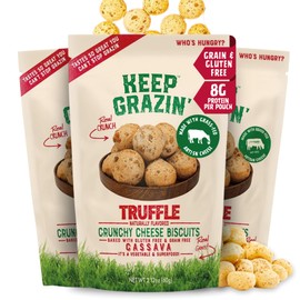 Keep Grazin Grain Free Crunchy Cheese Biscuits - Truffle Flavoured | 2.12 Ounce (Pack of 3) | Gluten & Sugar-Free, Non-GMO Protein Snacks - Baked with 100% Grass-Fed Cheese & Cassava Flour