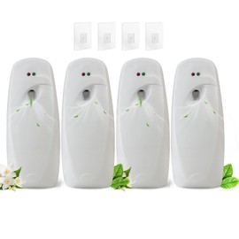 Automatic Air Freshener Dispenser 4-Pack,Histely Auto Air Freshener Spray Dispenser Wall Mounted or Tabletop Battery Powered w/Interval Spray Setting for Commercial & Home Use,No Drilling (White)