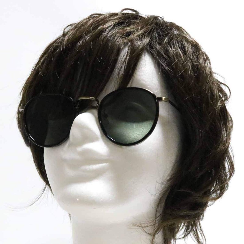 [FashionBerry] ブラック・アンティークゴールド×グリーン サングラス 度なしメガネ ファッションメガネ めがね 眼鏡 メンズ レディース 丸