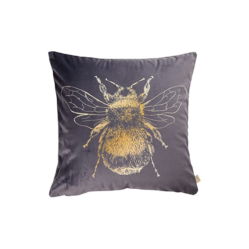 Evans Lichfield Gold Bee Cushion Cover, Polyester, Grey,43 x 43cm