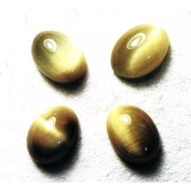 NOS VINTAGE 8 x 6mm OVAL CUT HONEY TIGER'S EYE CABOCHON 4 PIECE LOT