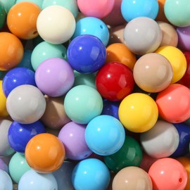 ANCADN 20mm Acrylic Beads - Round Colorful Chunky Bubblegum Beads for DIY Jewelry Making (deepcolor)