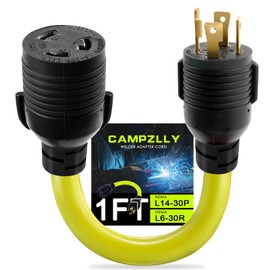 Campzlly NEMA L14-30P to NEMA L6-30R Welder Adapter Cord, 30 Amp 4 Prong Male to 3 Prong Female Twist Lock Adapter, STW 10 AWG, 250V, 7500 Watt, ETL Listed