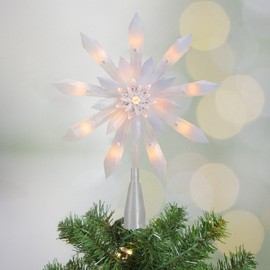 Northlight 9-Inch Lighted White Snowflake Christmas Tree Topper - Clear Lights