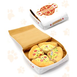 Kenuak Pizza - Indestructible Interactive Dog Toy for Large Dogs, Intelligence Toy with Squeaker