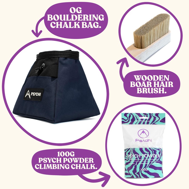 Psychi OG Chalk Bucket Starter Pack Bundle for Rock Climbing